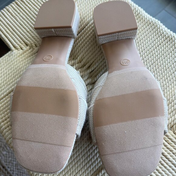 A New Day Raffia Ruffle Sandals – Beige Woven Block Heel Slides, Size 9.5 🌿 - Picture 2 of 7